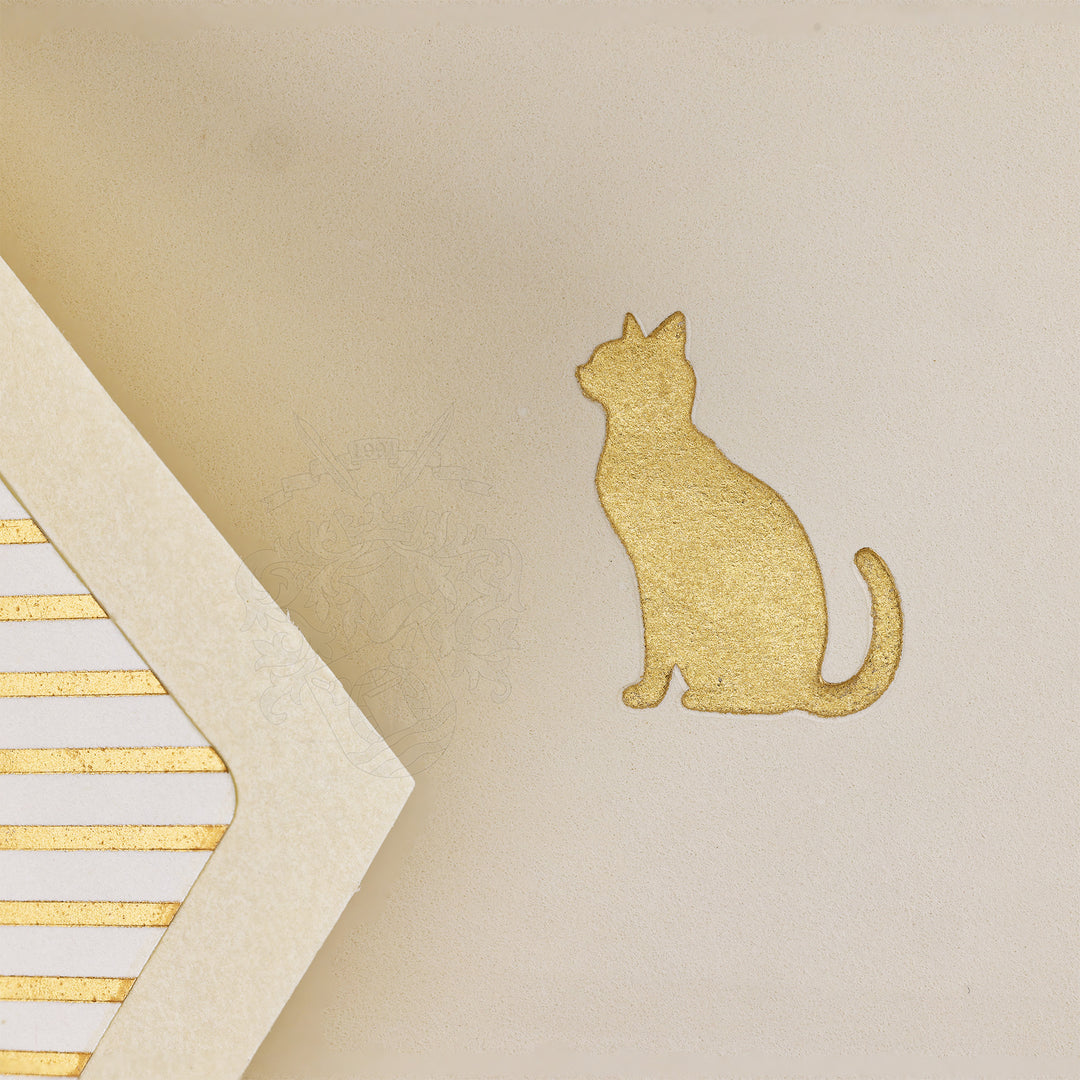 Gold Cat Folded Card Set (10ct.) 3.33" x  5.12" | Rossi 1931 Italian Stationery