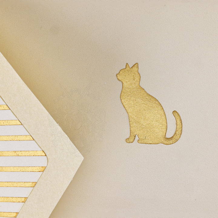 Gold Cat Folded Card Set (10ct.) 3.33" x  5.12" | Rossi 1931 Italian Stationery