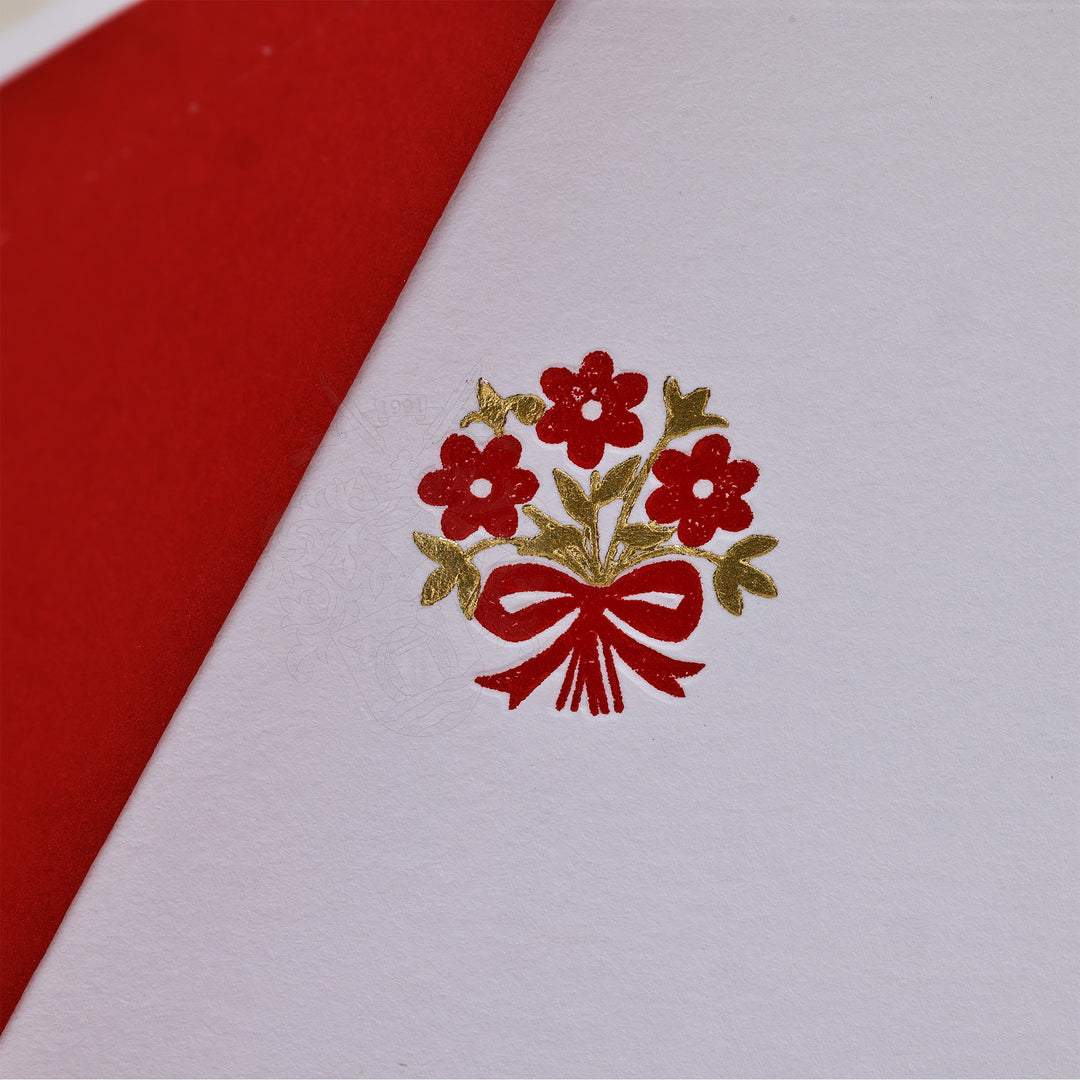 Scarlet Blossom Folded Card Set (10ct.) 3.33" x  5.12" | Rossi 1931 Italian Stationery