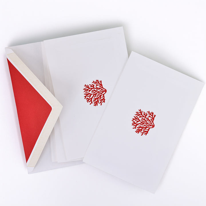 Coral Red Folded Card Set (10ct.) 3.33" x  5.12" | Rossi 1931 Italian Stationery