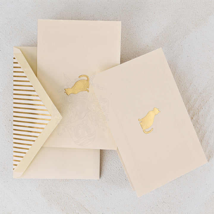 Gold Cat Folded Card Set (10ct.) 3.33" x  5.12" | Rossi 1931 Italian Stationery