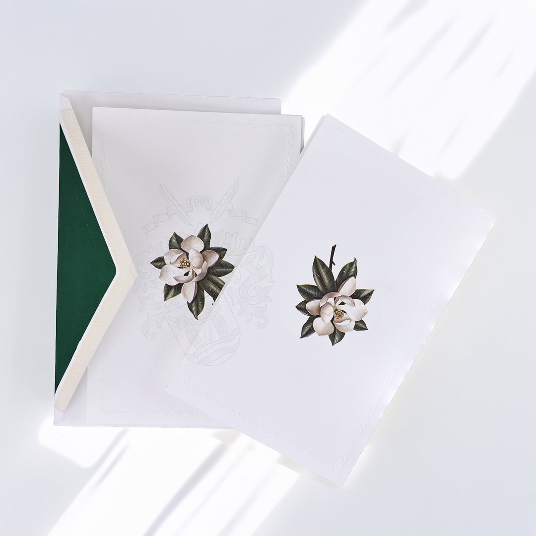 Magnolia Bloom Folded Card Set (10ct.) 3.33"x 5.12" I Rossi 1931 Italian Stationery