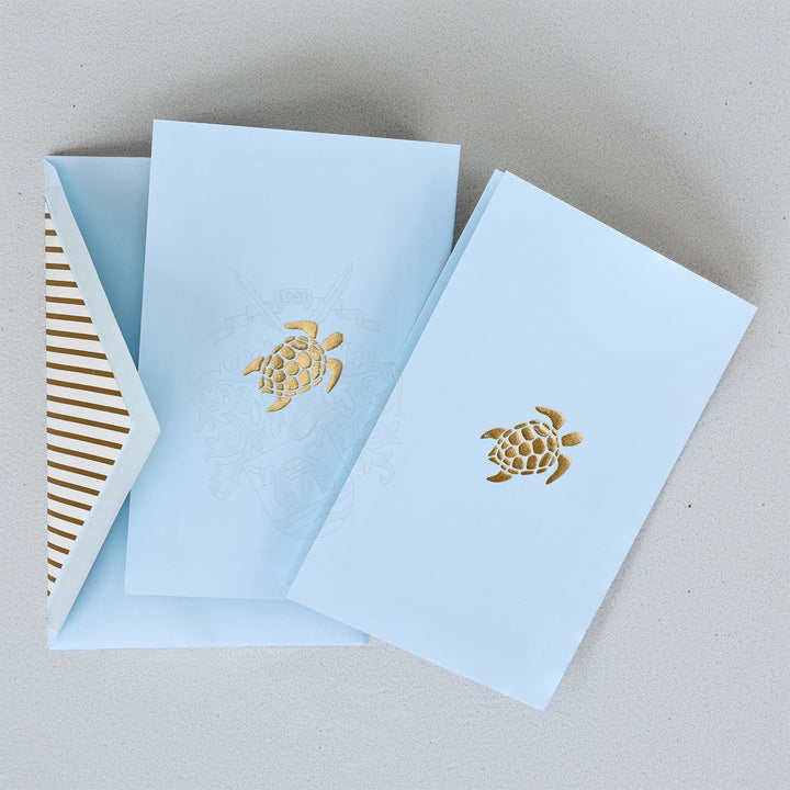 Coastal Turtle Folded Card Set  3.33" x  5.12" (10ct.) | Rossi 1931 Italian Stationery