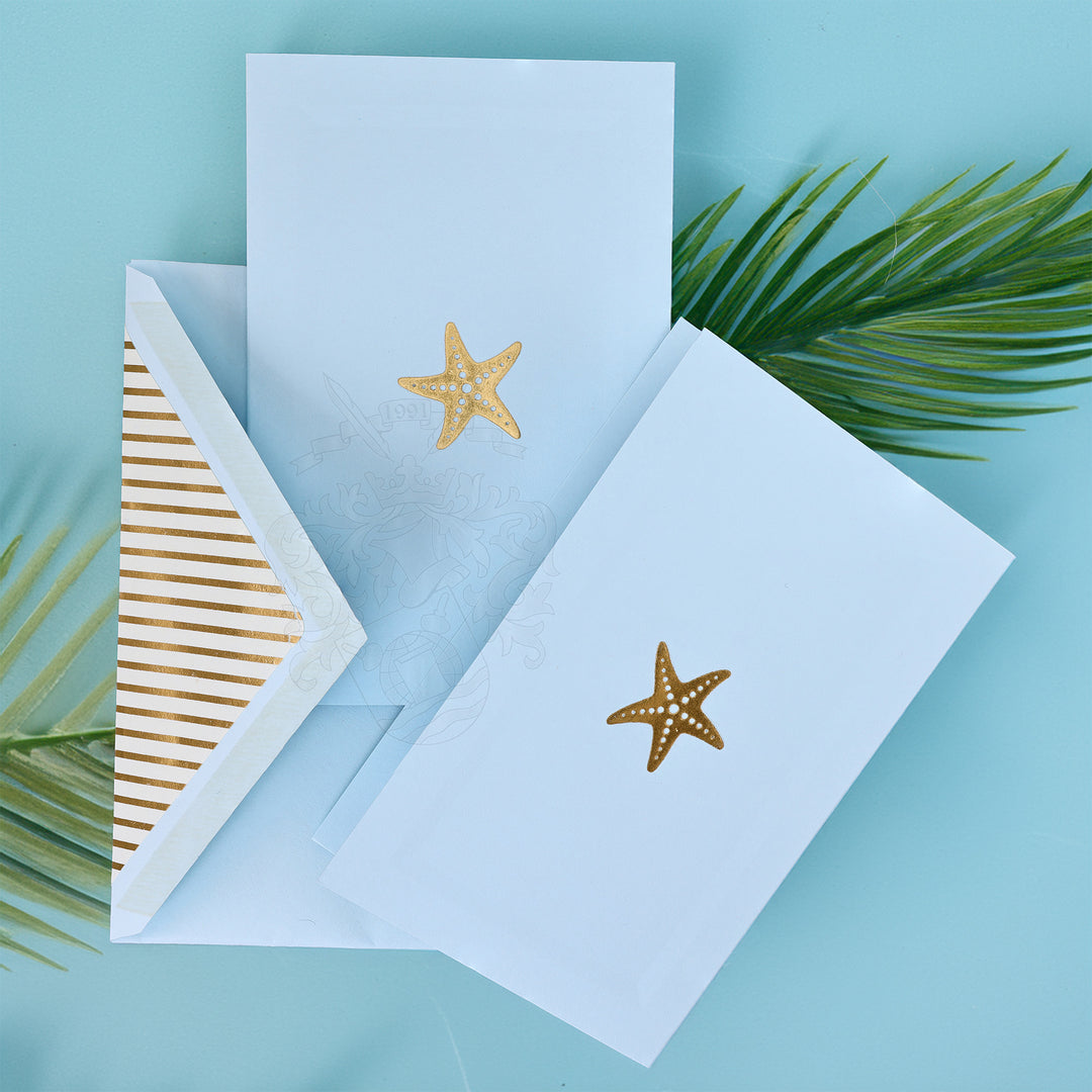 Coastal Starfish Folded Card Set  3.33" x  5.12" (10ct.) | Rossi 1931 Italian Stationery