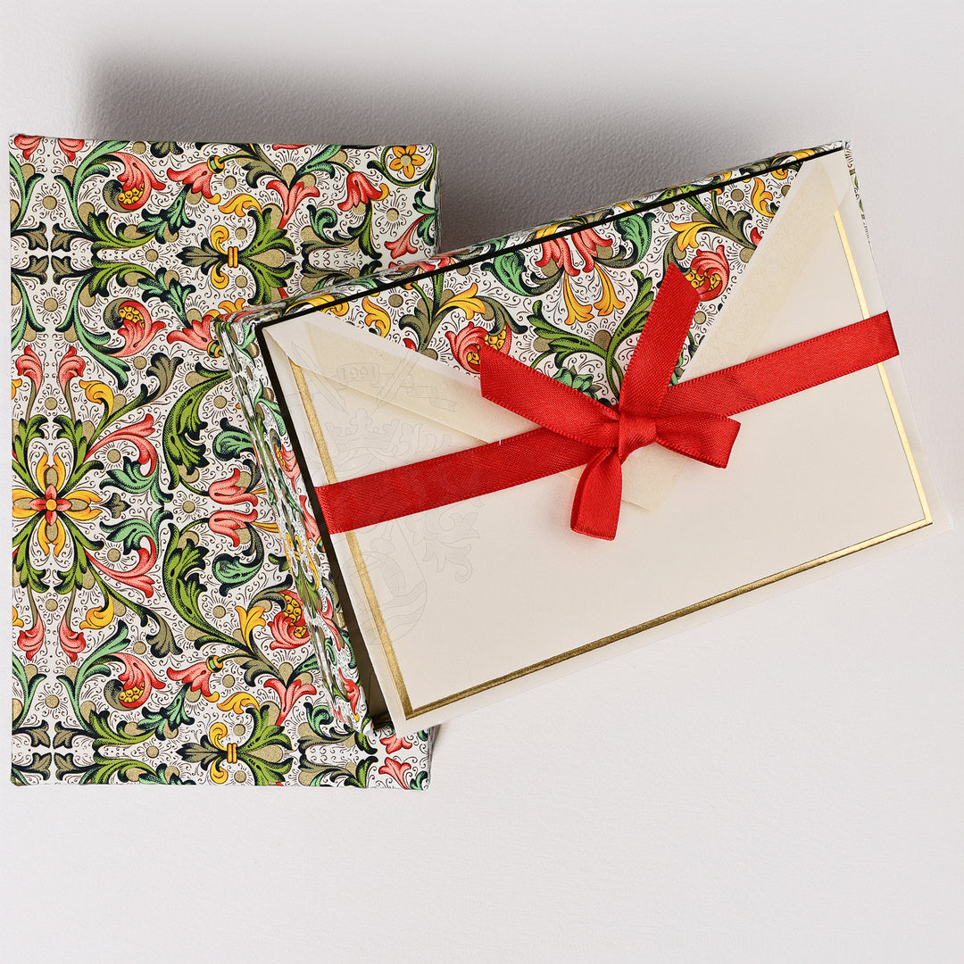 Verdant Arabesque Folded Card Set (10ct.) 3.33"x 5.12" I Rossi 1931 Italian Stationery