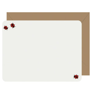 Letterpress Flat Note Card Set - Ladybugs