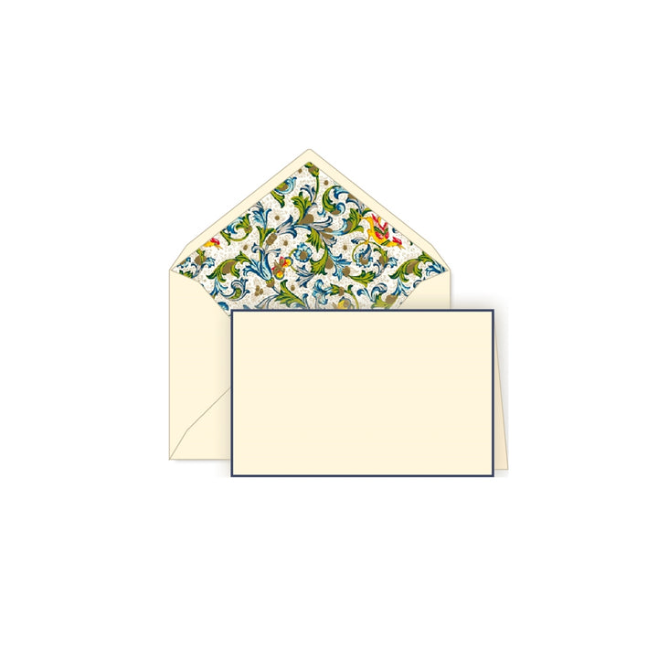 Birds Florentine Folded Cards Set (10ct.) 3.33" x 5.12" | Rossi 1931 Italian Stationery