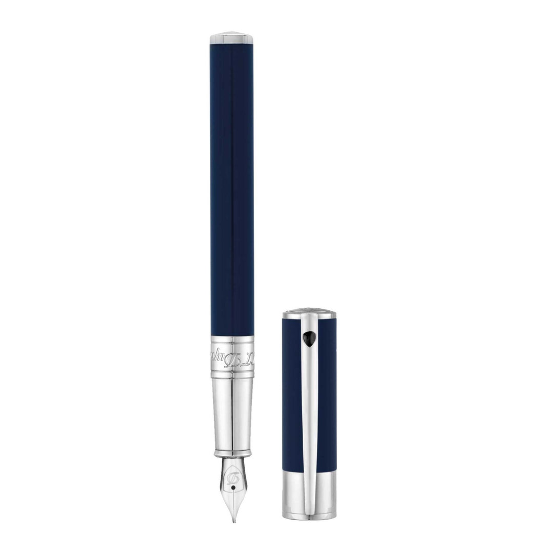 S.T. Dupont D-Initial Fountain Pen - Blue &amp; Chrome