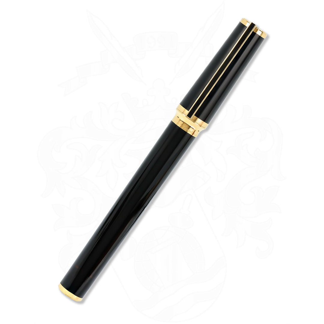 S.T. Dupont Montparnasse Black Lacquer and Gold Fountain Pen