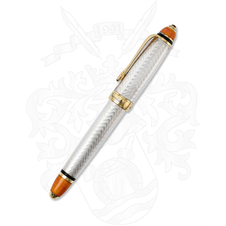 Michel Perchin Art Deco Limited Edition 88 Sterling Silver With Orange Trim