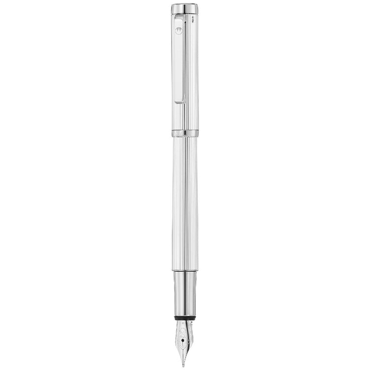 Waldmann Liberty Fountain Pen - Sterling Silver Pinstripe - 18K Gold