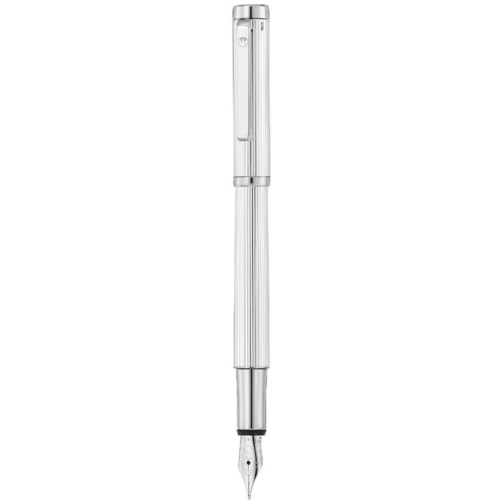 Waldmann Liberty Fountain Pen - Sterling Silver Pinstripe - Steel