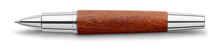 Faber-Castell E-Motion Wood &amp; Polished Chrome-Brown Rollerball Pen