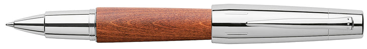 Faber-Castell E-Motion Wood &amp; Polished Chrome-Brown Rollerball Pen