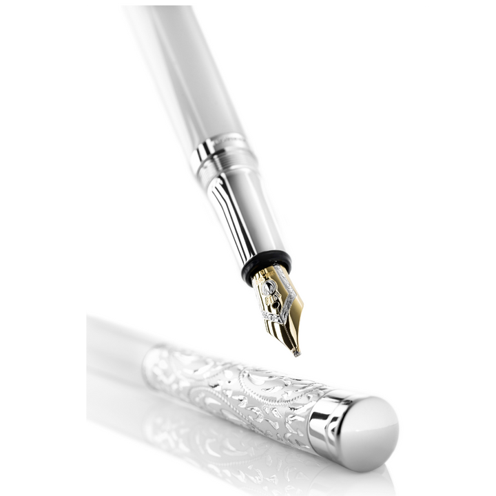 Waldmann Xetra Vienna Fountain Pen -  White - Steel M