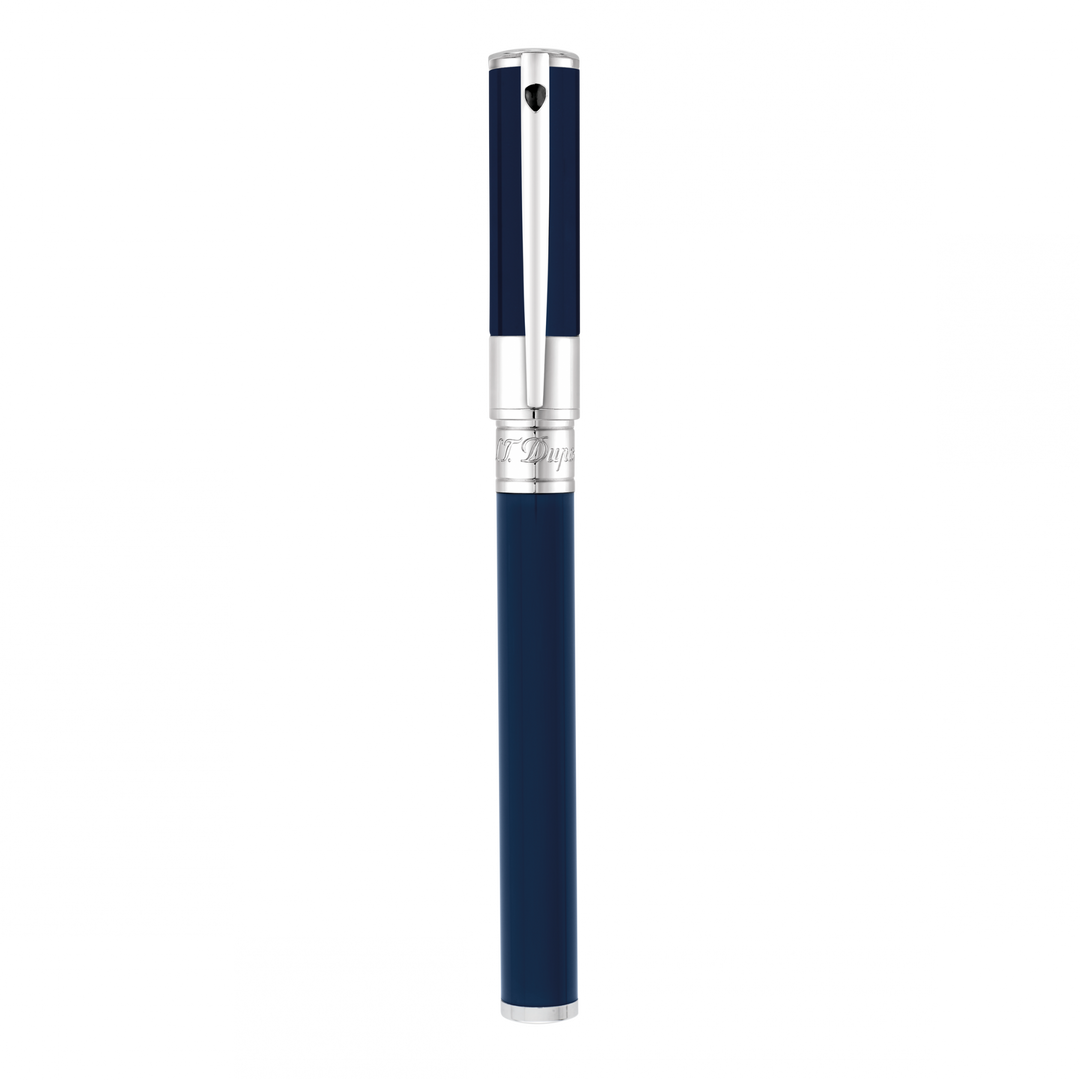 S.T. Dupont D-Initial Rollerball Pen - Blue &amp; Chrome