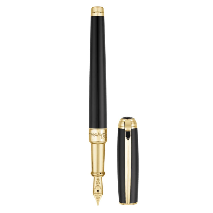 S.T. Dupont Line D Medium Fountain Pen - Black &amp; Gold