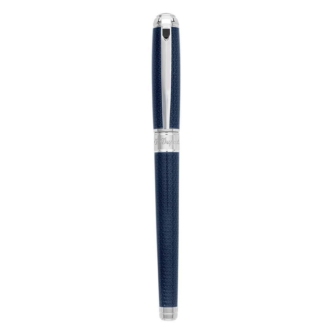 S.T. Dupont Line D Medium Rollerball Pen - Guilloche Blue &amp; Palladium
