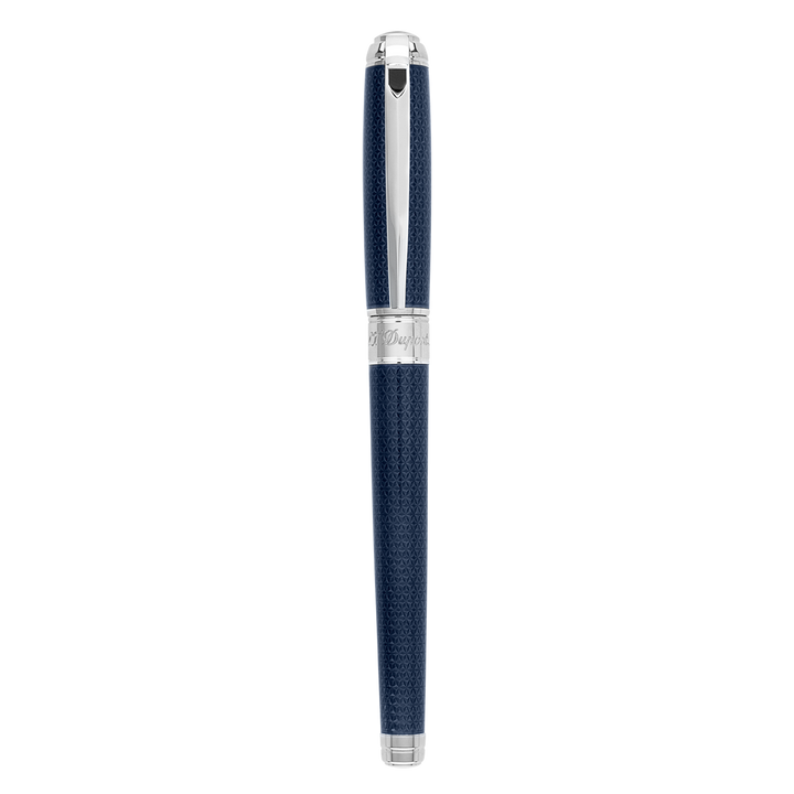S.T. Dupont Line D Medium Rollerball Pen - Guilloche Blue &amp; Palladium