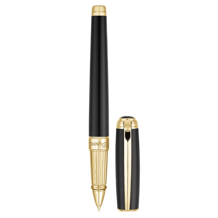 S.T. Dupont Line D Large Rollerball Pen - Black &amp; Gold