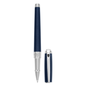 S.T. Dupont Line D Medium Rollerball Pen - Guilloche Blue & Palladium