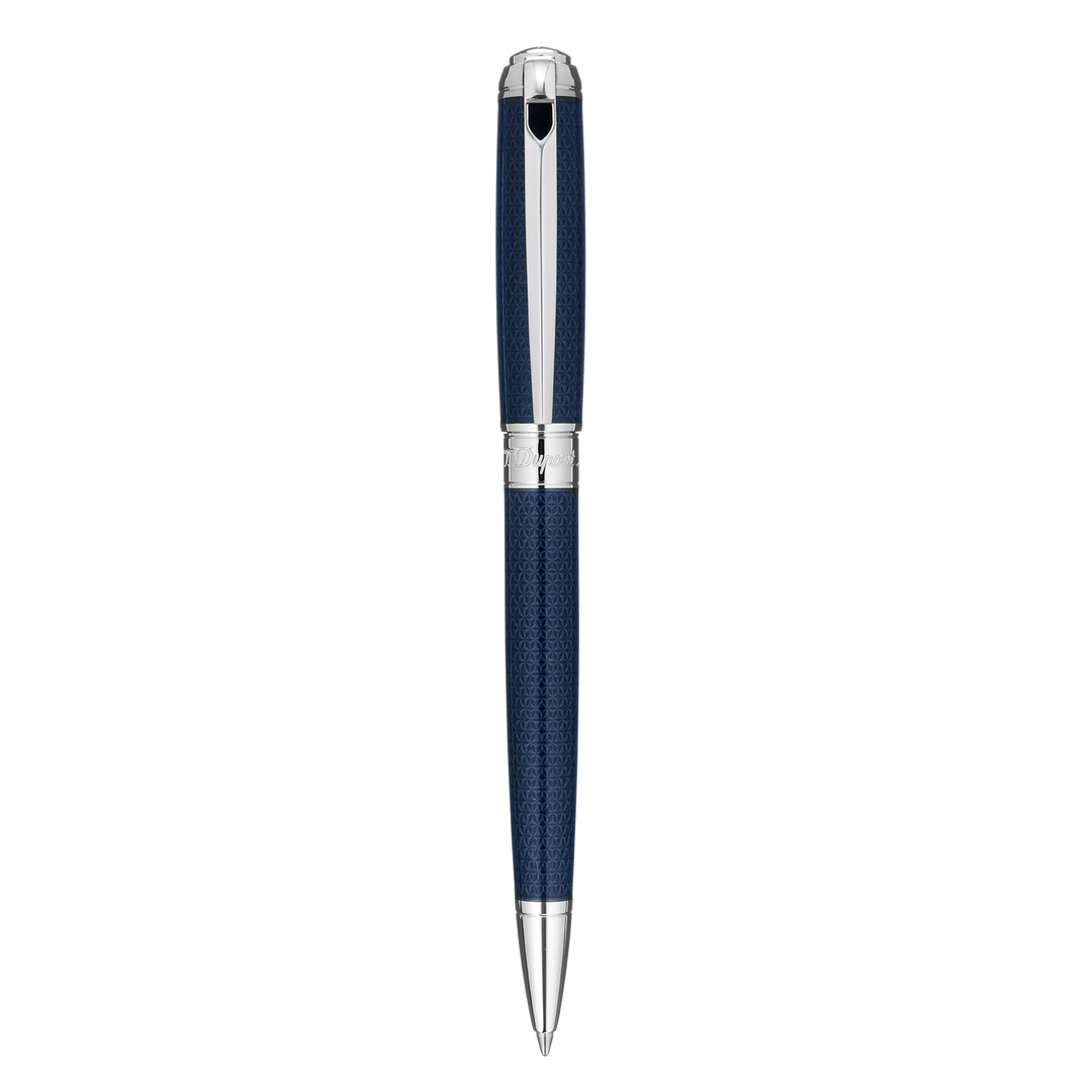 S.T. Dupont Line D Medium Ballpoint Pen - Guilloche Blue &amp; Palladium