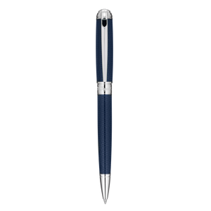 S.T. Dupont Line D Medium Ballpoint Pen - Guilloche Blue & Palladium