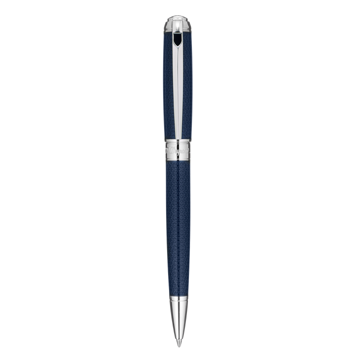 S.T. Dupont Line D Medium Ballpoint Pen - Guilloche Blue &amp; Palladium