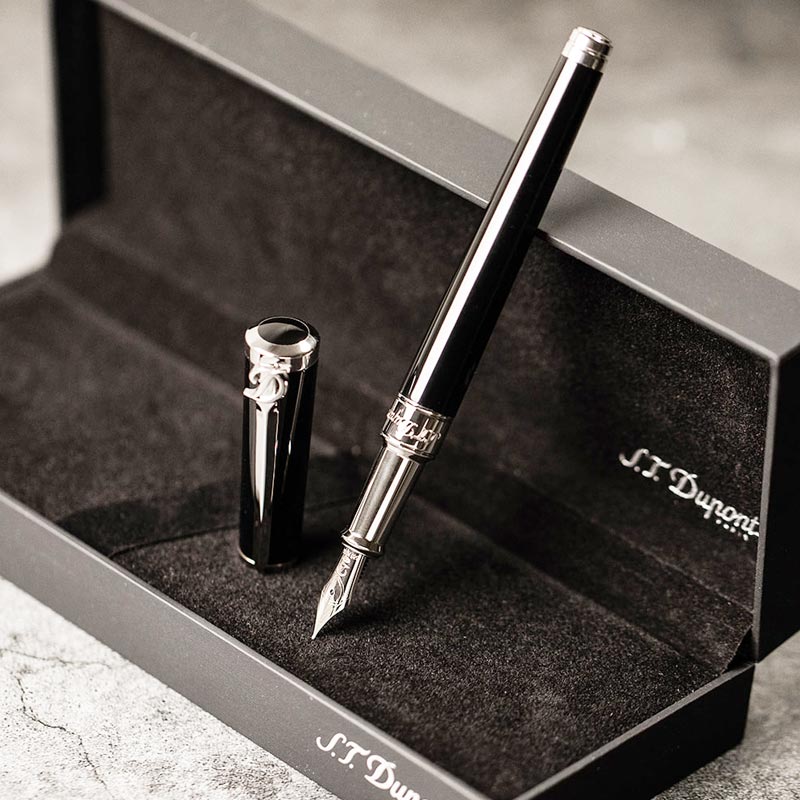 S.T. Dupont Sword Fountain Pen - Black and Palladium