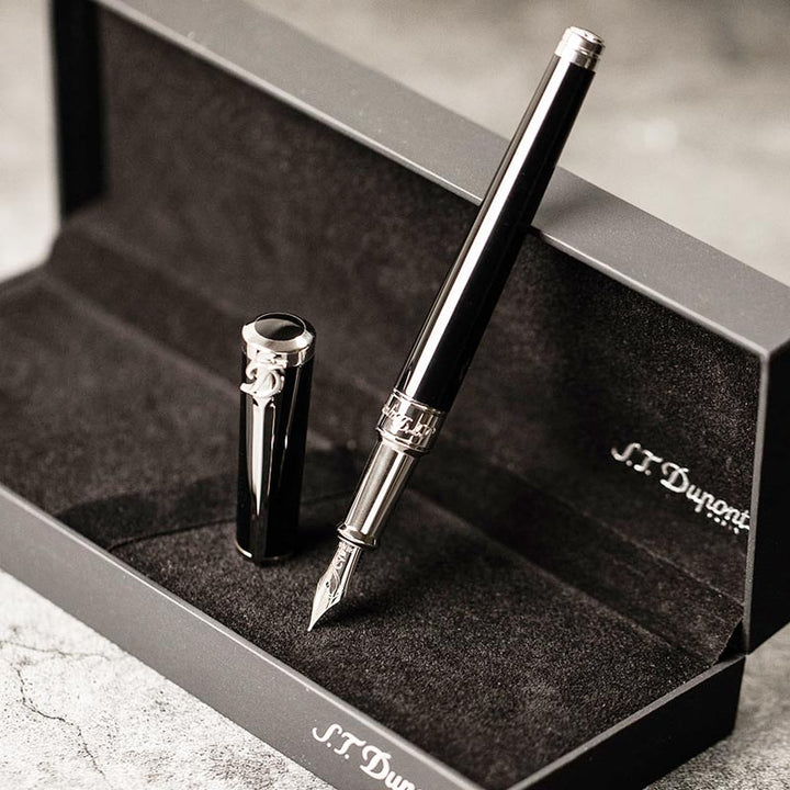 S.T. Dupont Sword Fountain Pen - Black and Palladium