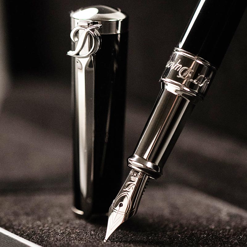 S.T. Dupont Sword Fountain Pen - Black and Palladium