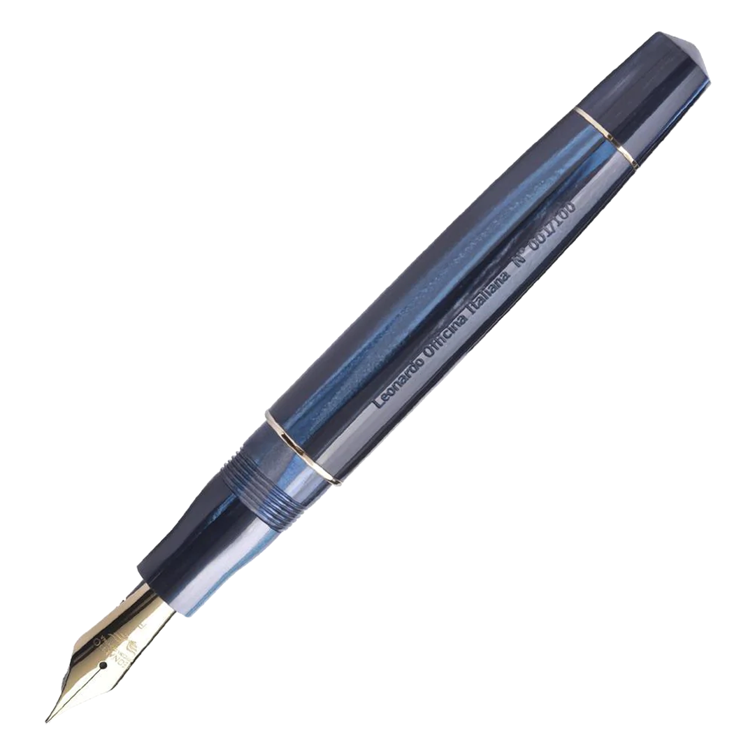 Leonardo Officina Italiana Momento Zero Fountain Pen - Blue Abyss (Silver Trim)