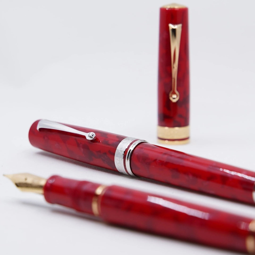 ASC BOLOGNA Medio Rosso Magma fountain pen - Gold Trim