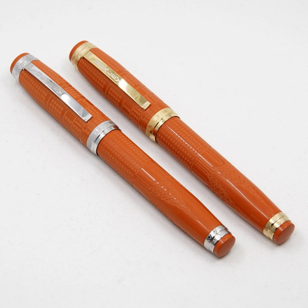 Bexley New Yorker Chrysler Building Chased - Orange Ebonite With Rhodium Trim