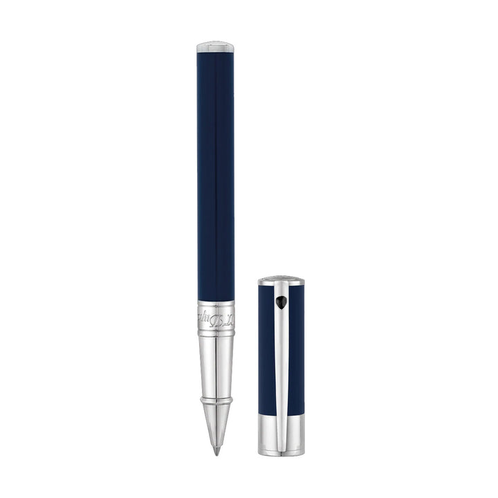 S.T. Dupont D-Initial Rollerball Pen - Blue &amp; Chrome