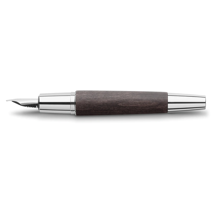 Faber-Castell E-Motion Wood &amp; Polished Chrome-Black Fountain Pen