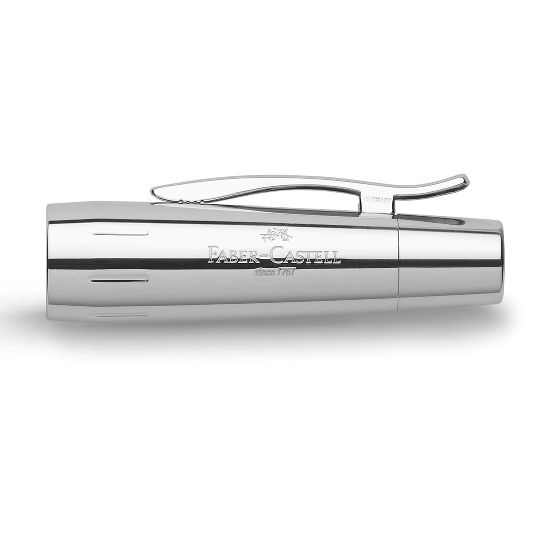 Faber-Castell E-Motion Wood &amp; Polished Chrome-Black Rollerball Pen