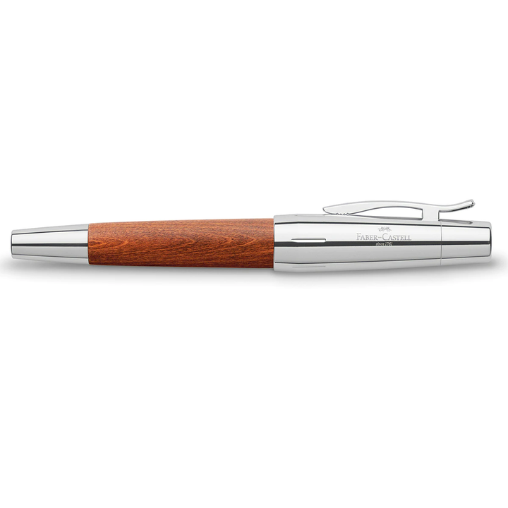 Faber-Castell E-Motion Wood &amp; Polished Chrome-Brown Fountain Pen