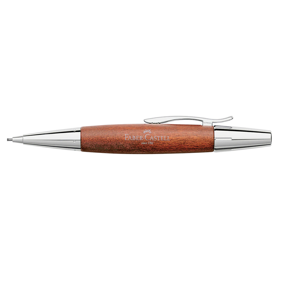 Faber-Castell E-Motion Wood &amp; Polished Chrome-Brown Mechanical Pencil