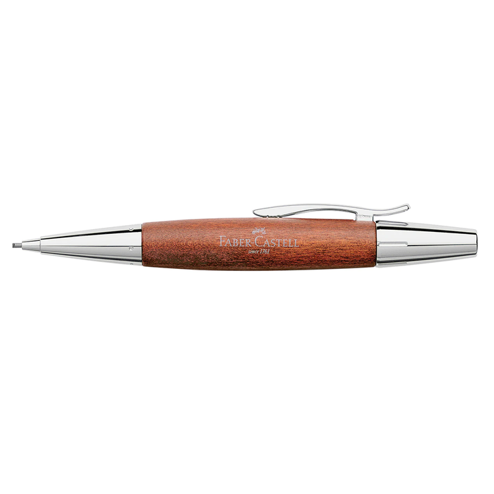 Faber-Castell E-Motion Wood &amp; Polished Chrome-Brown Mechanical Pencil
