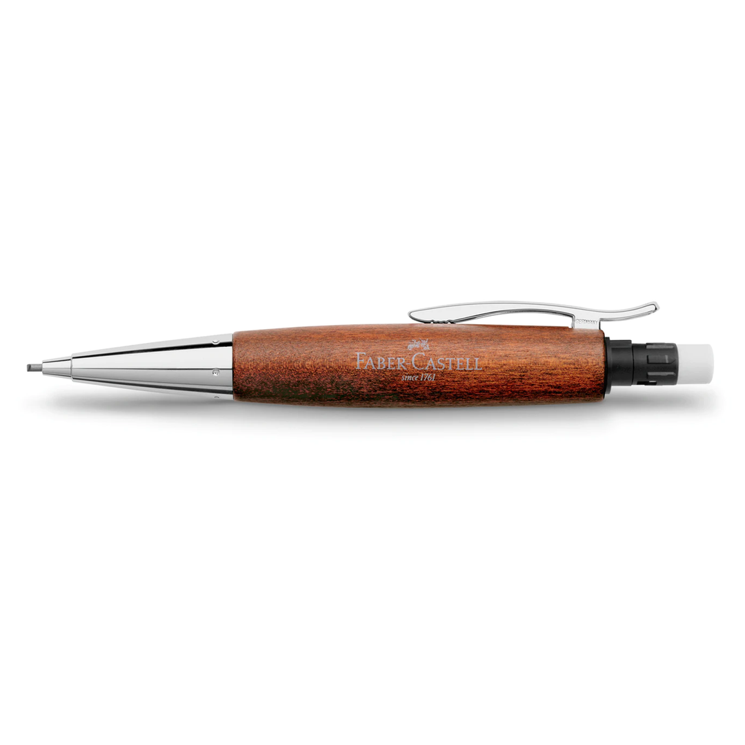 Faber-Castell E-Motion Wood &amp; Polished Chrome-Brown Mechanical Pencil