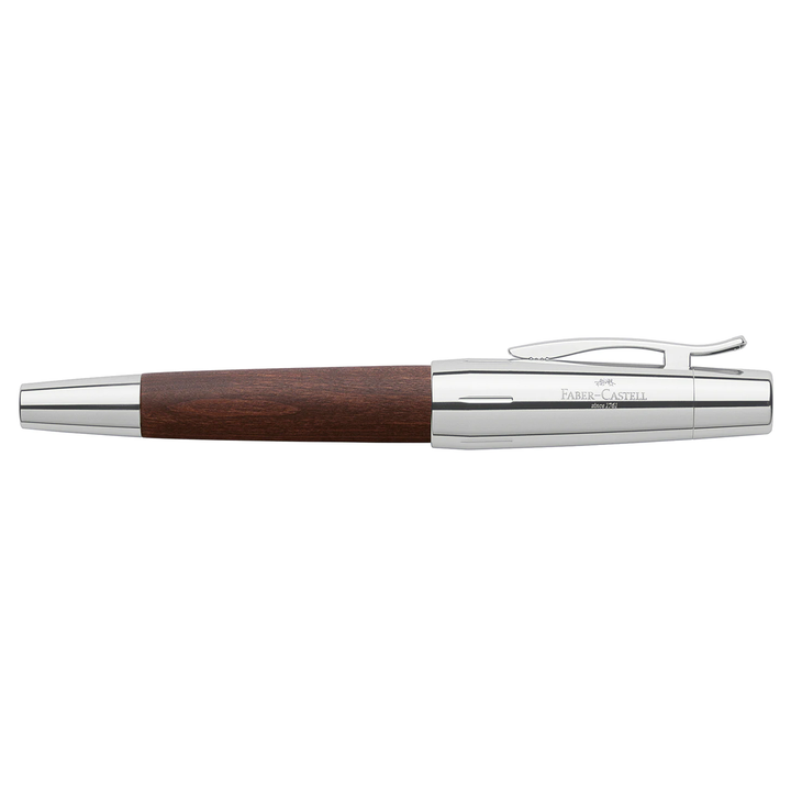 Faber-Castell E-Motion Wood &amp; Polished Chrome-Dark Brown Fountain Pen