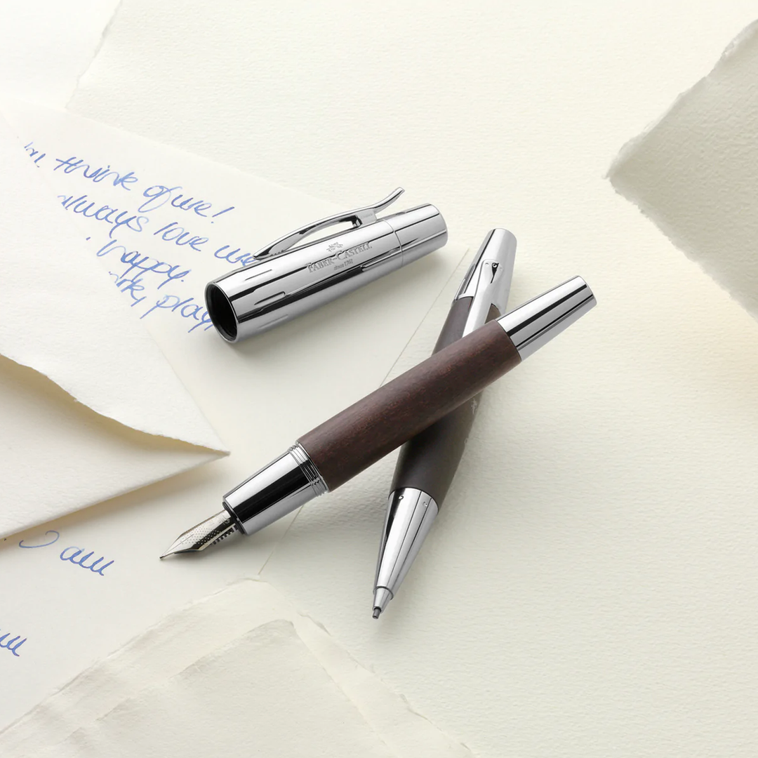 Faber-Castell E-Motion Wood &amp; Polished Chrome-Dark Brown Mechanical Pencil