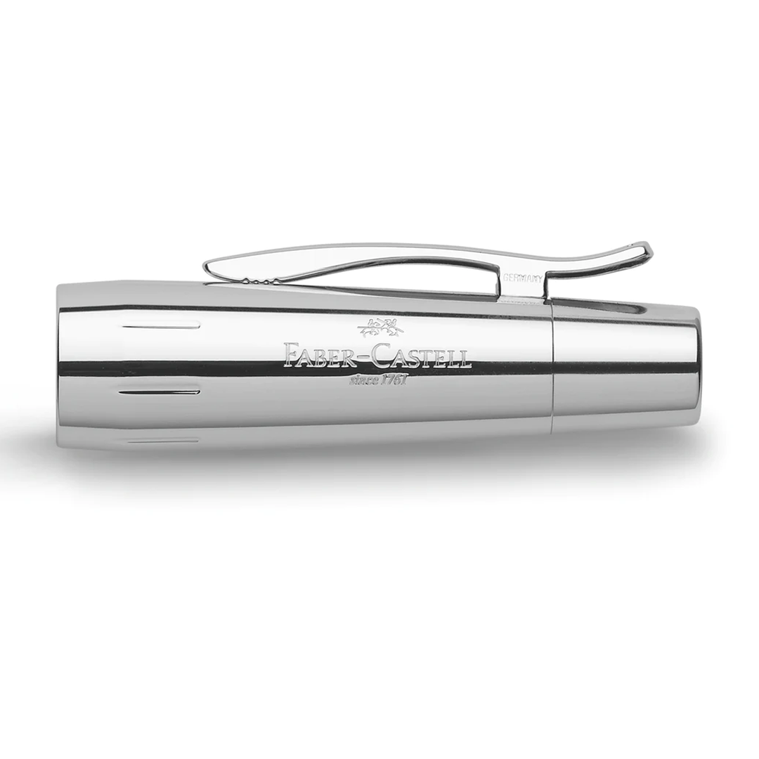 Faber-Castell E-Motion Wood &amp; Polished Chrome-Dark Brown Rollerball Pen