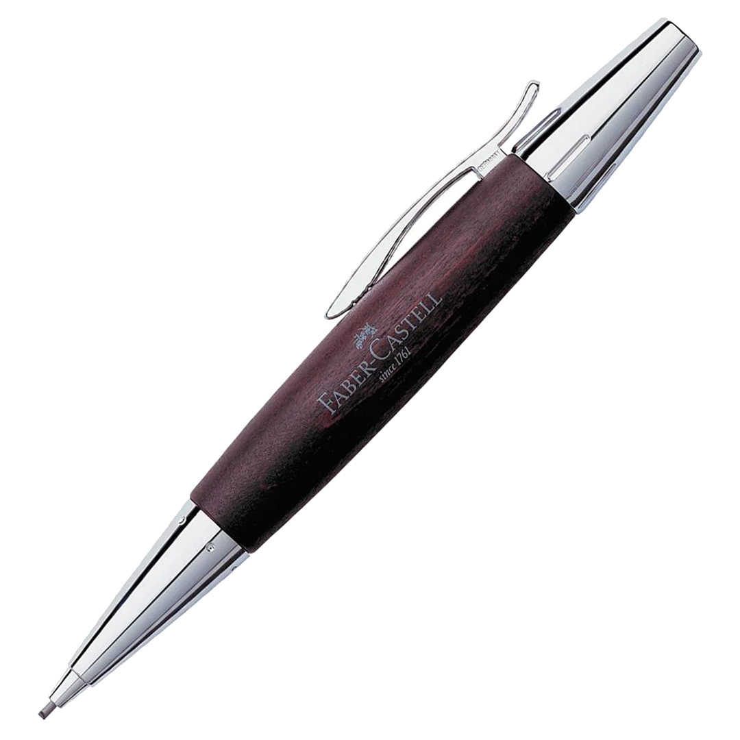Faber-Castell E-Motion Wood &amp; Polished Chrome-Dark Brown Mechanical Pencil