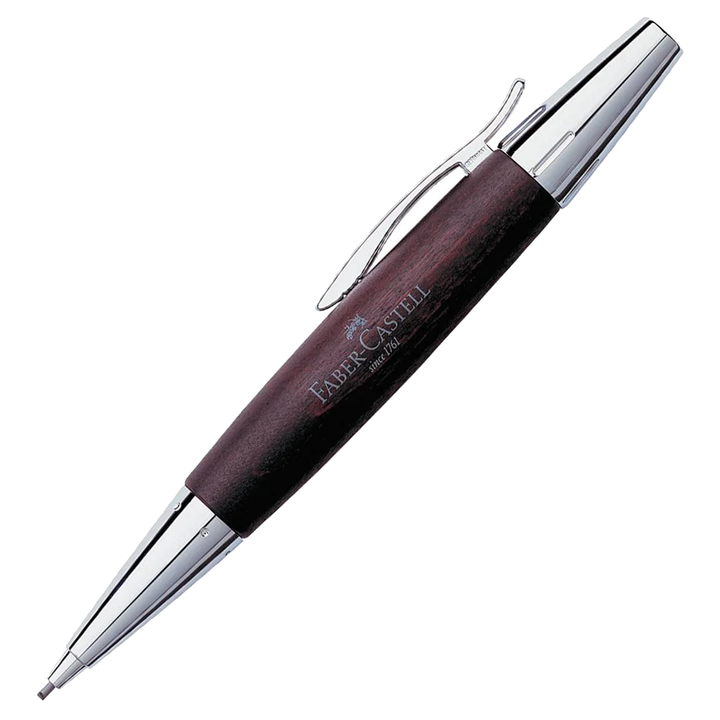 Faber-Castell E-Motion Wood &amp; Polished Chrome-Dark Brown Mechanical Pencil