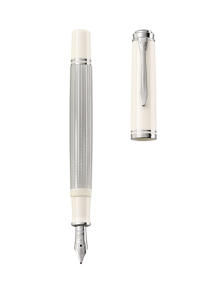 Pelikan M405 Souverän Fountain Pen - Silver-White