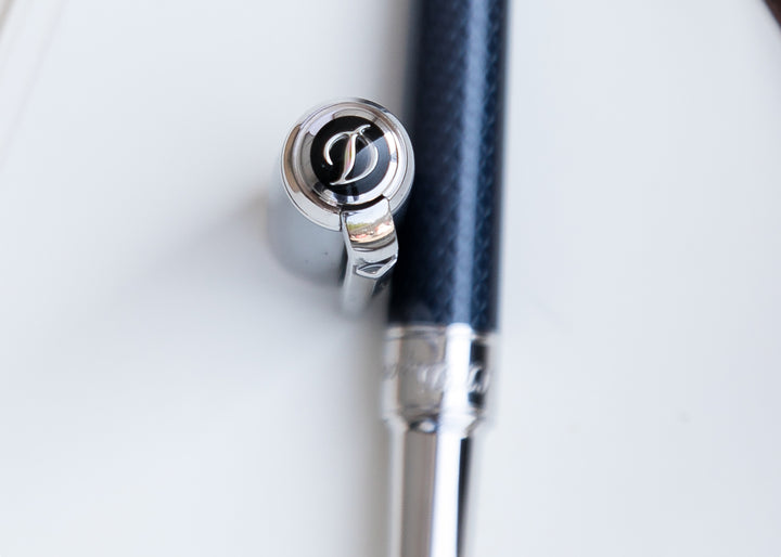 S.T. Dupont Line D Medium Fountain Pen - Guilloche Blue &amp; Palladium