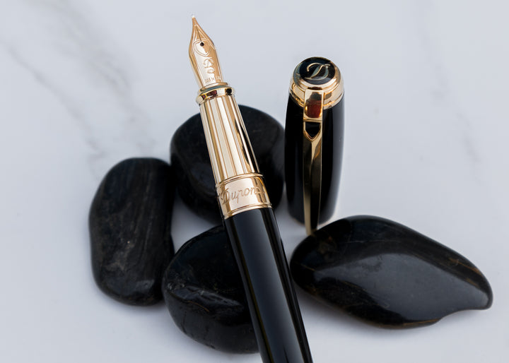 S.T. Dupont Line D Large Fountain Pen - Black &amp; Gold