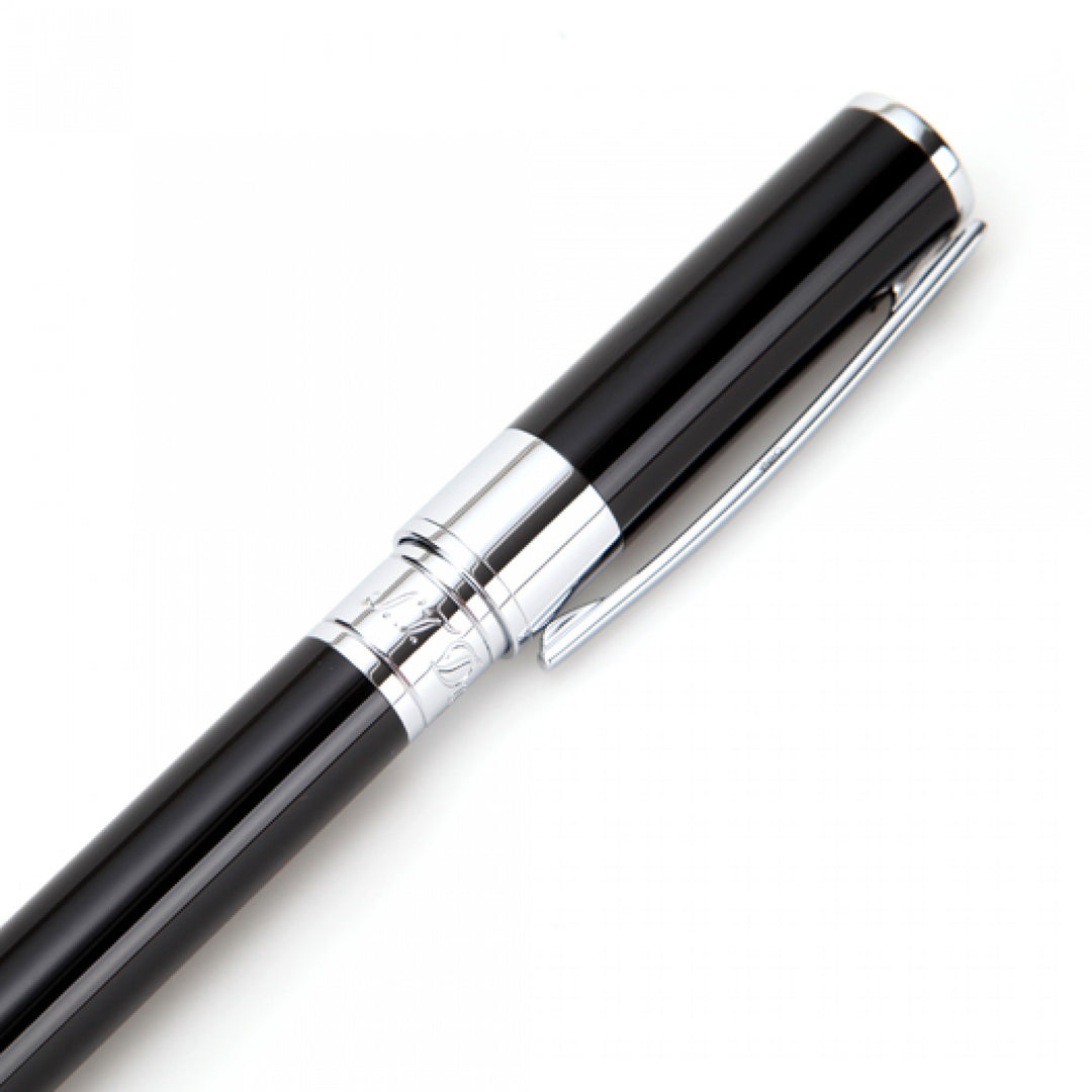 S.T. Dupont D-Initial Fountain Pen - Black &amp; Chrome